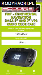 RADIO CODE for FIAT EMEA VP2 Hack